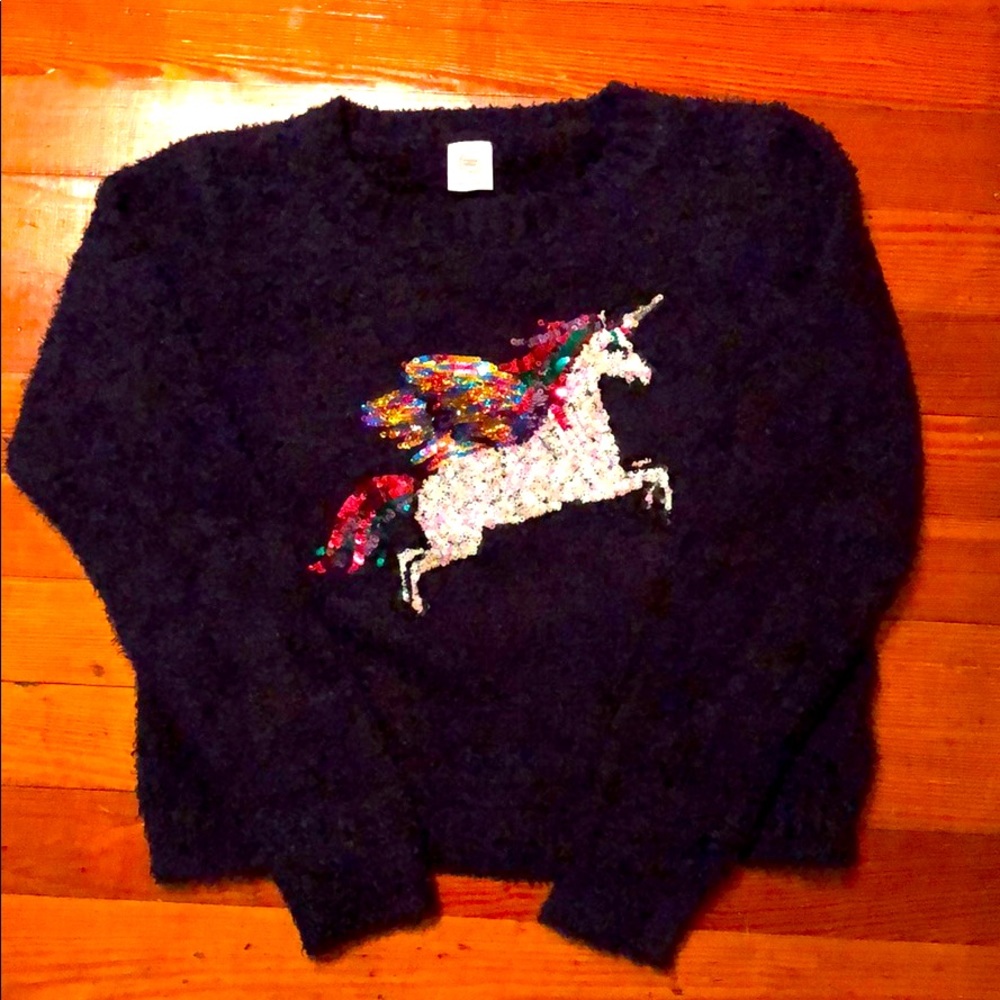 Navy blue unicorn Pegasus sweater